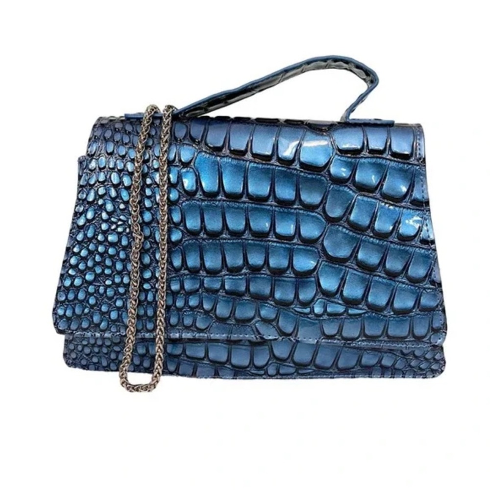 Blue Crocodile Embossed Women's Bag